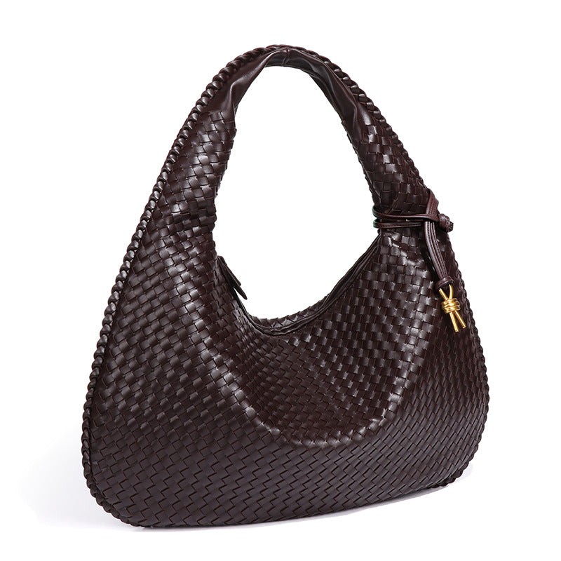 Crescent shaped women's bag hand woven hand-held dumpling bag fashionable single shoulder armpit bag