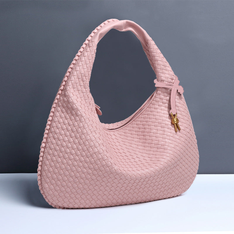 Crescent shaped women's bag hand woven hand-held dumpling bag fashionable single shoulder armpit bag