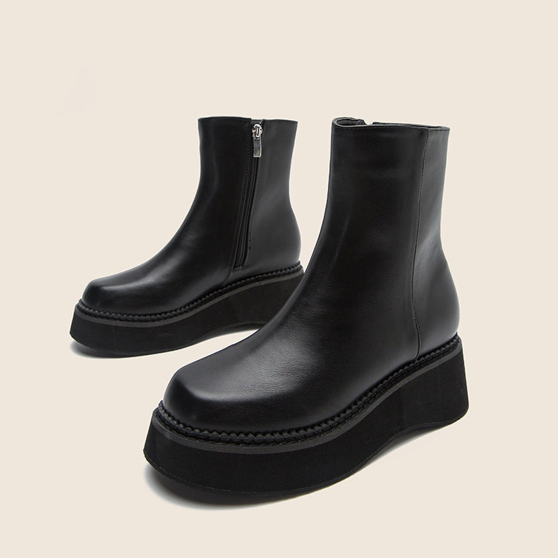 Small Short Boots Female Autumn And Winter New Single Boots Martin Boots Female British Style Thick Bottom Chelsea Boots